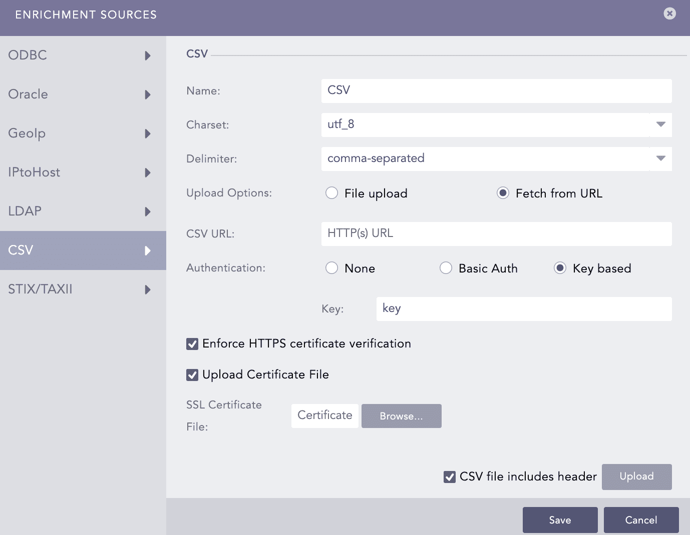 CSVEnrichmentSource - URL With Key Based Authentication