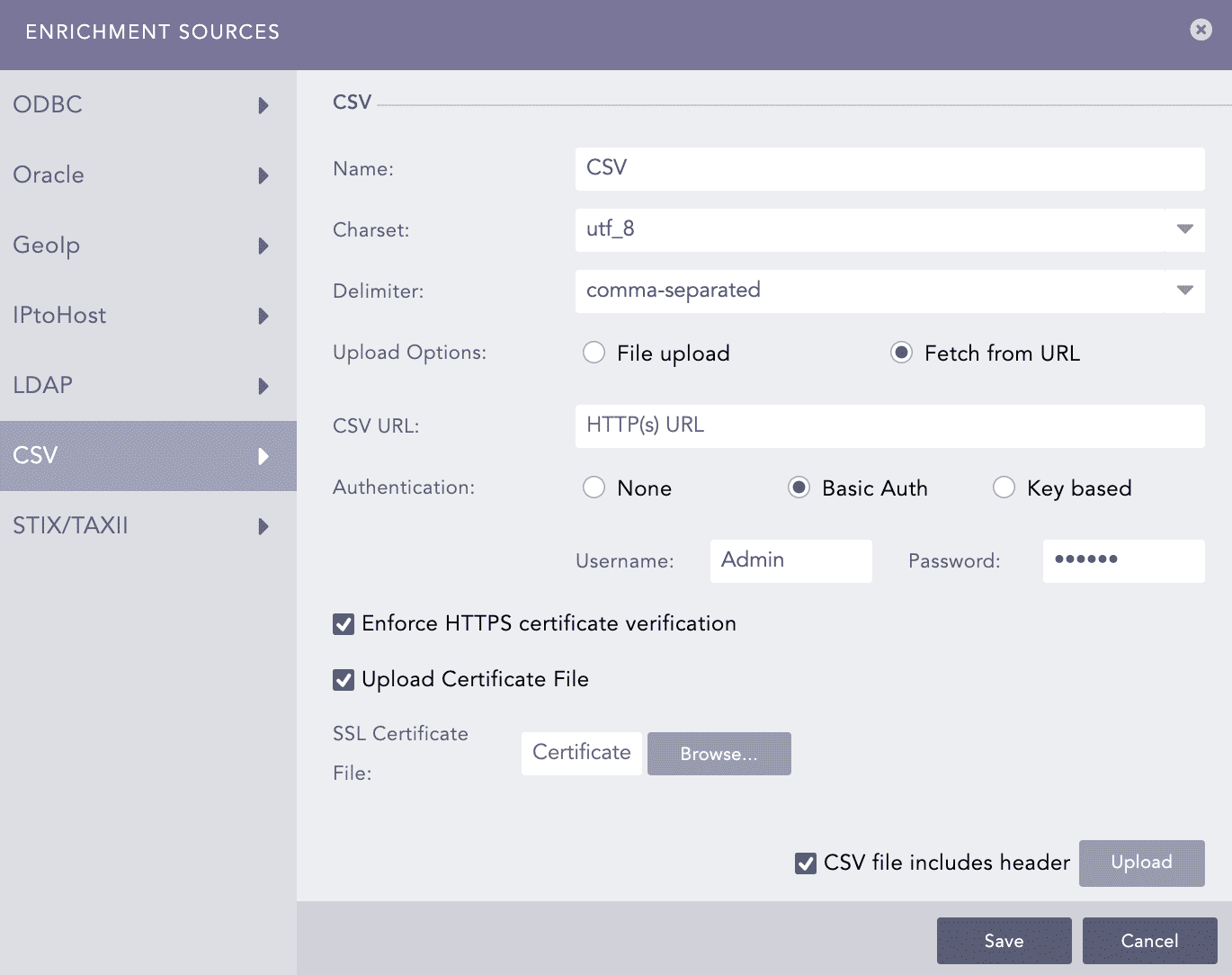 CSVEnrichmentSource - URL With Basic Authentication