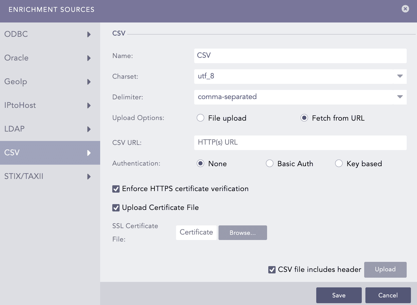 CSVEnrichmentSource - URL With No Authentication