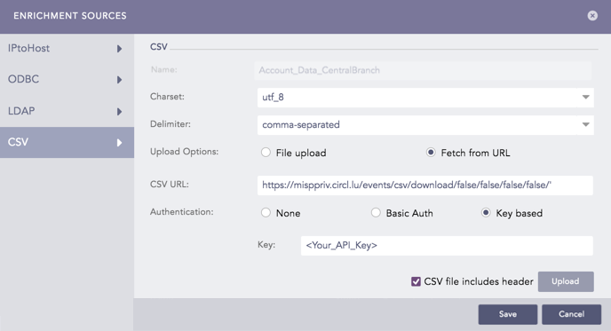 CSVEnrichmentSource - URL With Key Based Authentication