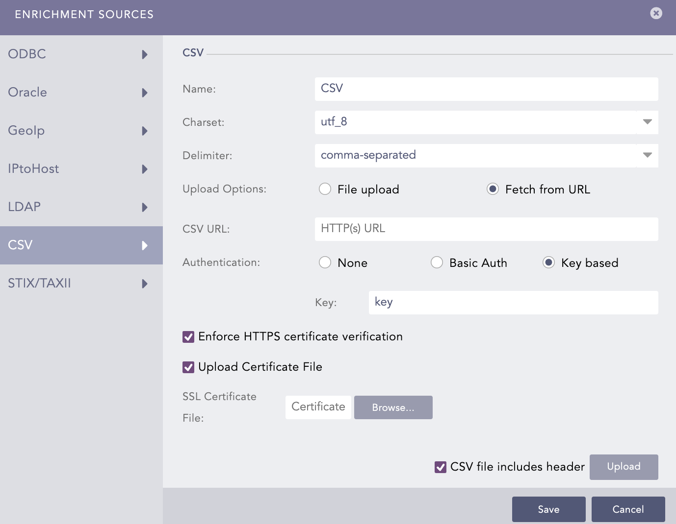 CSVEnrichmentSource - URL With Key Based Authentication