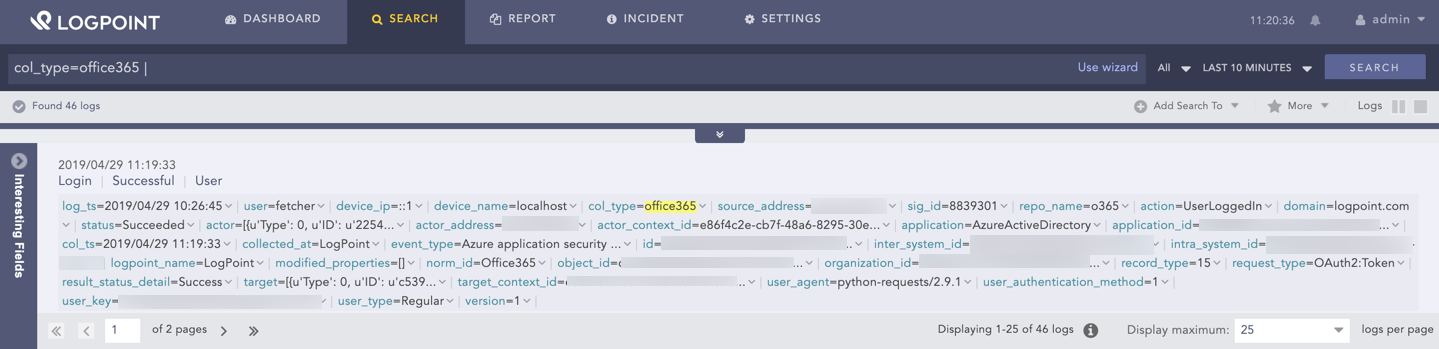 Office365 Sample Log