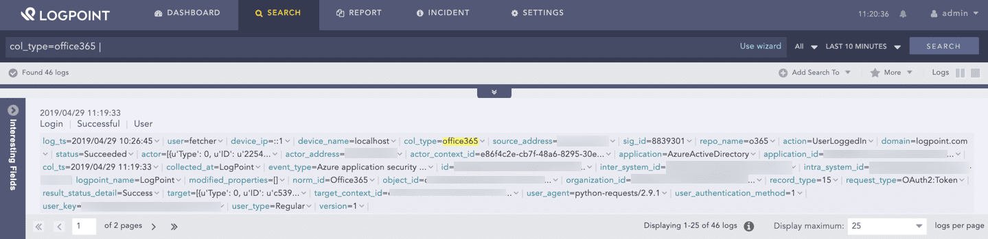 Office365 Sample Log