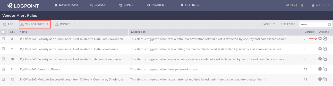 Using Office365 Alert Rules