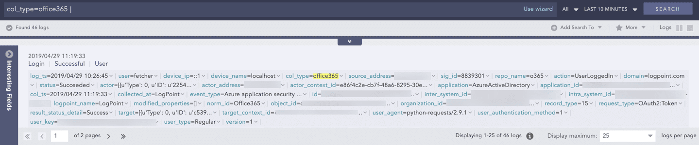 Office365 Sample Log