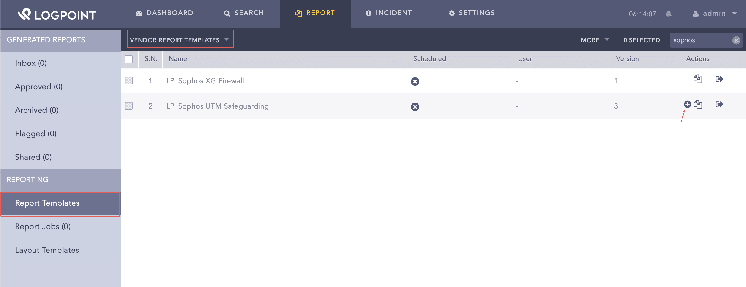 Using Sophos Report Template