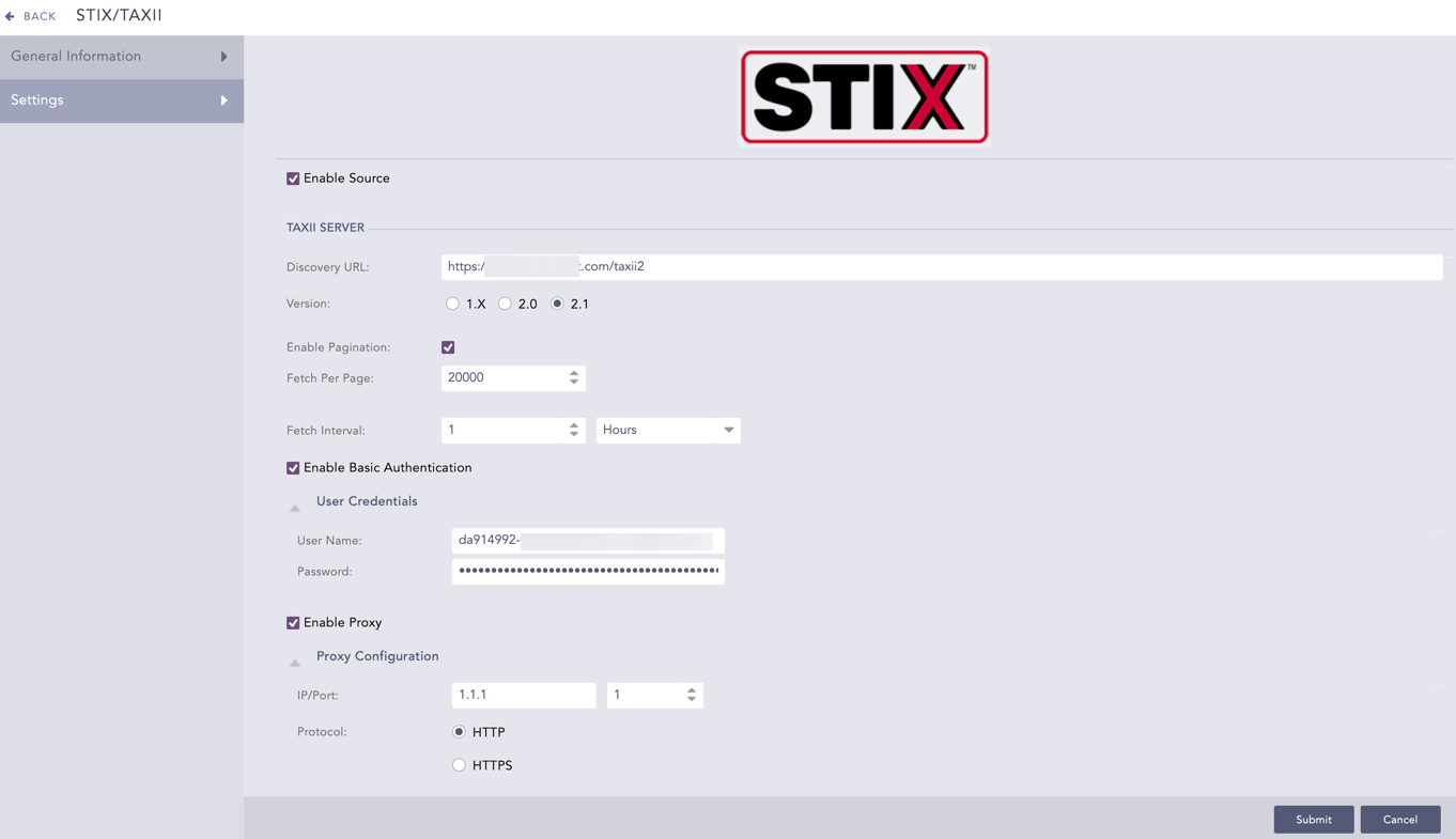 Configuring STIX