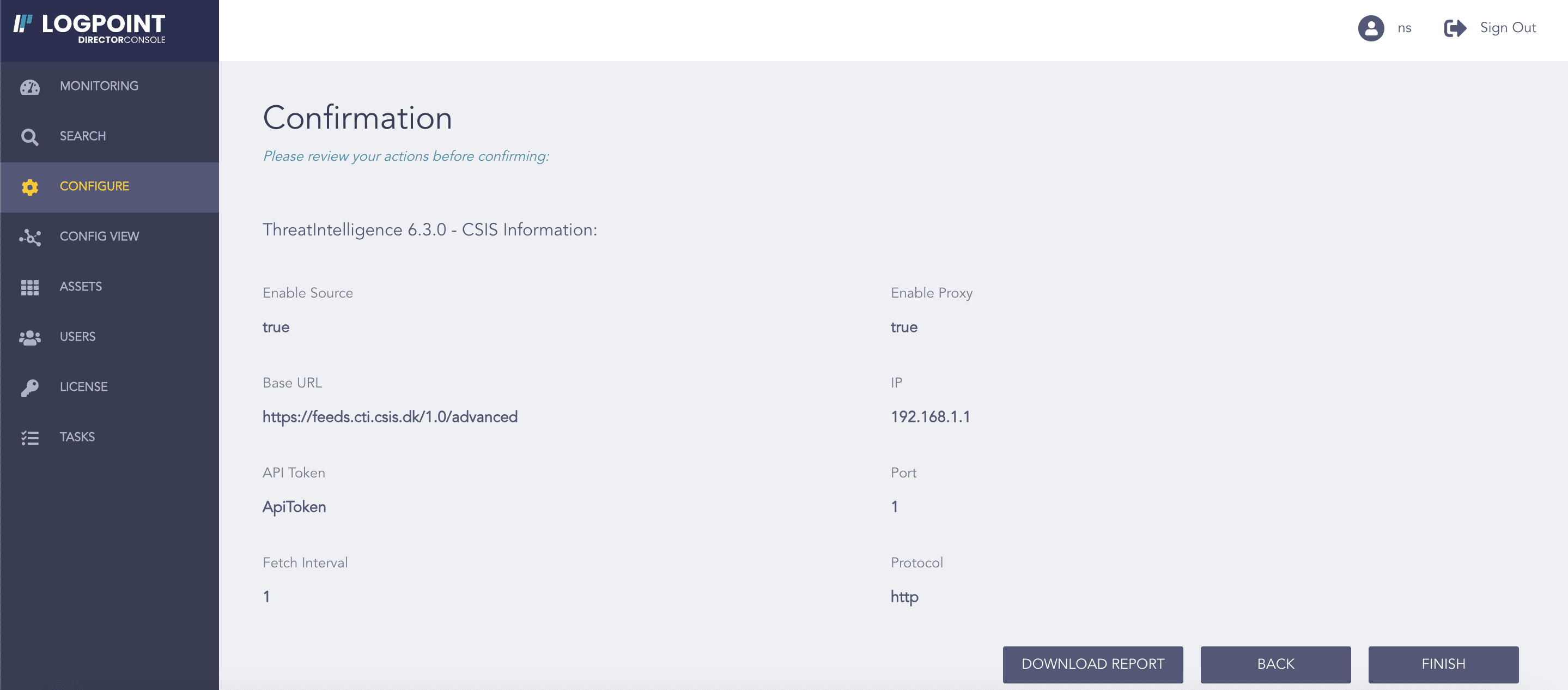 Confirming the Changes