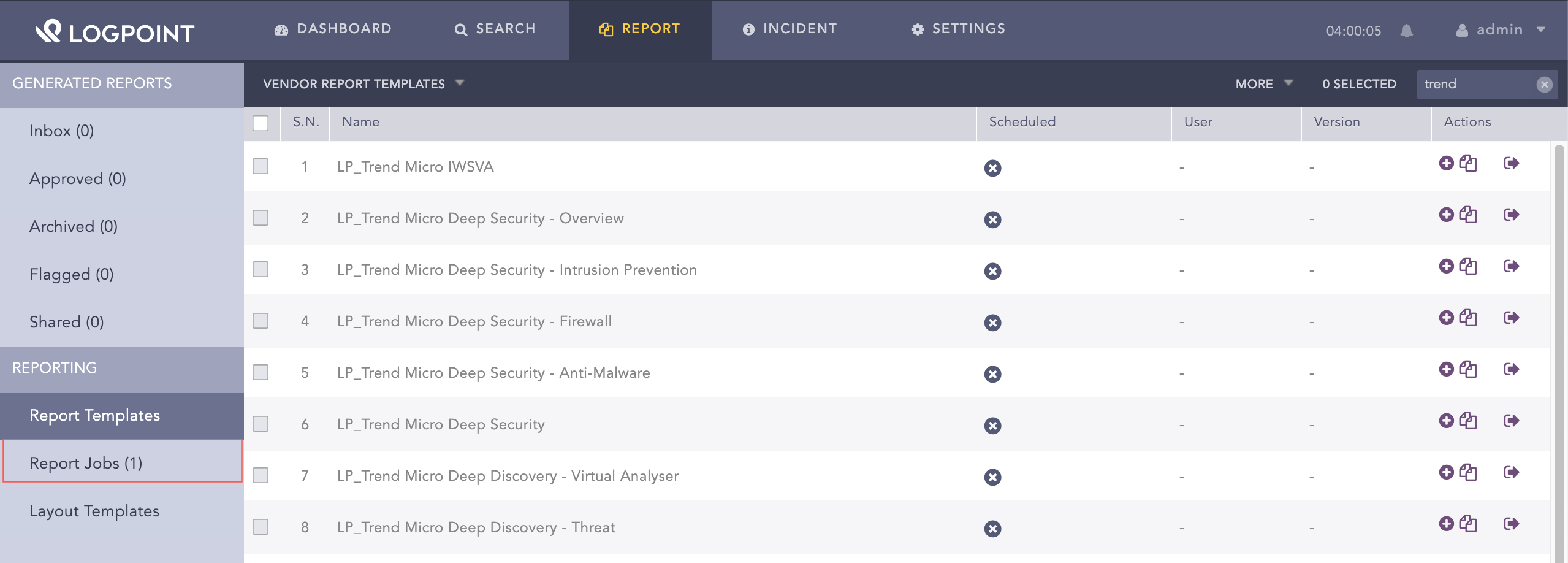 Run the Trend Micro Activities Report Template