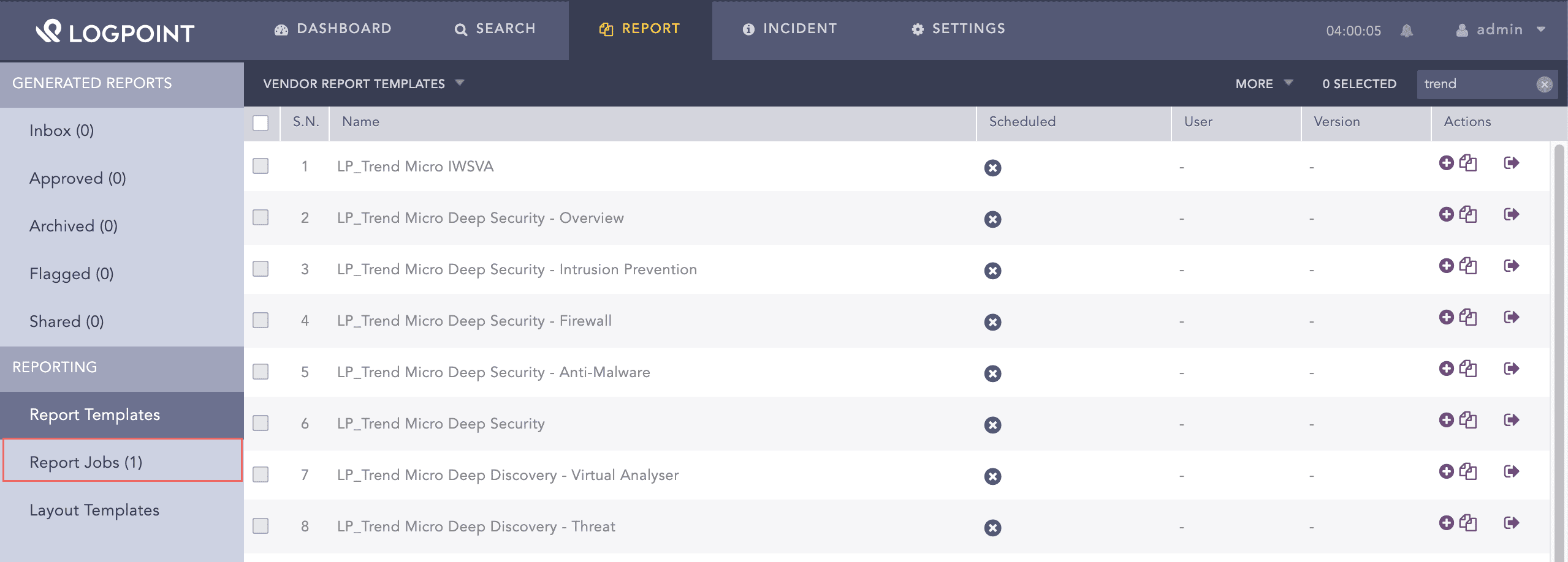 Run the Trend Micro Activities Report Template
