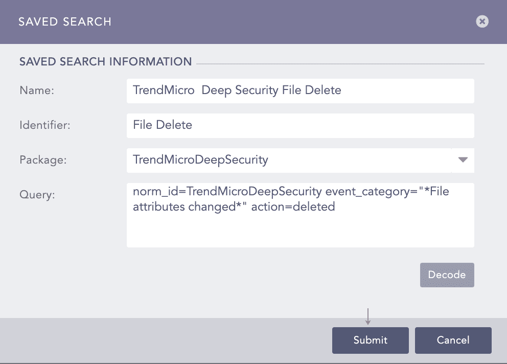 Viewing Search Package